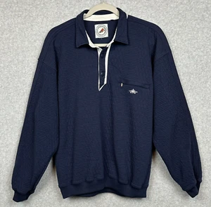 VTG Greenline International Quilted Fleece Sweater Mens L Button Popover Pocket - Picture 1 of 9
