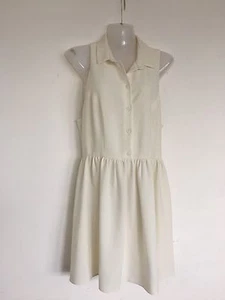 TOPSHOP Off White Crepe Skater Dress Womens Sleeveless Dress Uk12 - Picture 1 of 5