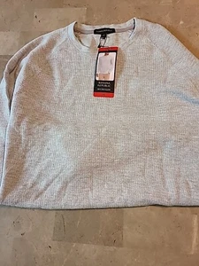 Banana Republic Hombre Manga Larga Waffle Crew Sudadera Gris Mediana - Imagen 1 de 2
