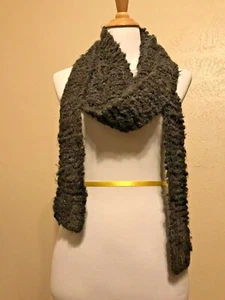 Langer dünner drapierter Schal Luxus Boutique 50 % Mohair flauschig grau 132 Zoll USA - Bild 1 von 3