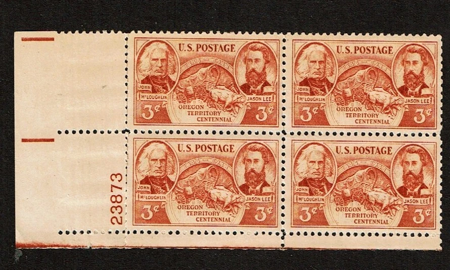 1948 U.S. Commem 3c OREGON  Plt#Blk Sc#964 M/NH/OG Pristine^ - Image 1 of 1