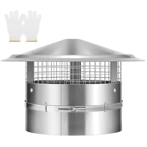 8" Cone Top Chimney Cap with Screen, Round Roof Rain Chimney Cover, Galvanize... - Picture 1 of 8