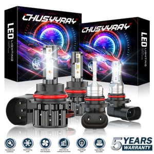 For 2002-2007 Jeep Liberty 9007 LED Headlight Hi/Low 9145 Fog Light Bulbs 6000K - Picture 1 of 15