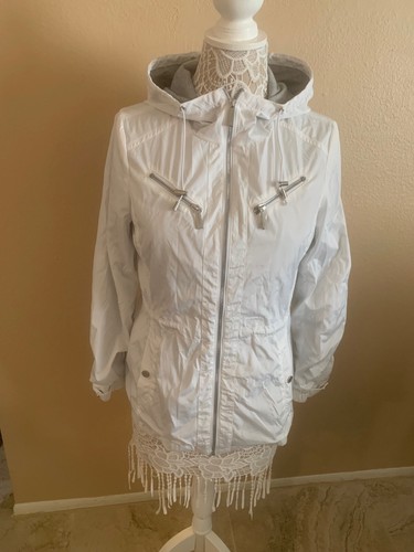 Giacca antipioggia Michael Kors donna taglia small lunghezza media foderata bianca