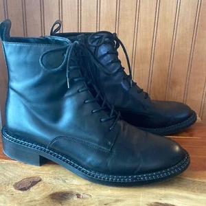 Vince Cabria Leather Lug Boot low chunky heel Sz 7 women’s combat punk goth 90’s - Picture 1 of 8