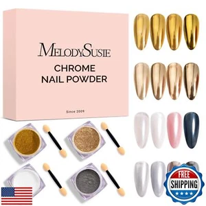 MelodySusie 4 Stück Chrom Nagelpulver für Gelnägel, Aurora Fine Glitter Powder - Bild 1 von 5