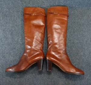 Stivali donna vintage Salvatore Ferragamo al ginocchio pelle marrone zip taglia 10 B - Foto 1 di 24