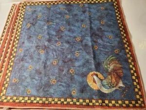Hahn Stoffservietten 4er Set Hühner blau mit Bordüre Kay Dee Designs Country - Bild 1 von 9