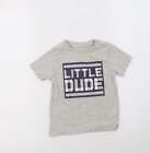 Nutmeg Baby Grey Cotton Basic T-Shirt Size 18-24 Months Crew Neck - Little Dude