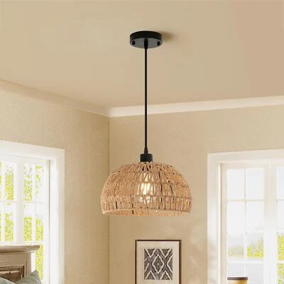 Woven Rattan Pendant Light Boho Ceiling Lamp Shade E27 for Kitchen Dining Room - image 1 of 4