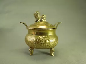Incense Burner Chinoiserie Chinese Fu Symbol Dog Brass Plated Good Fortune - Picture 1 of 9