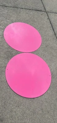 Lot 2 Three By Three Round Pink Galvanized Metal Magnet Boards 16” Dorm Room - Image 1 of 4