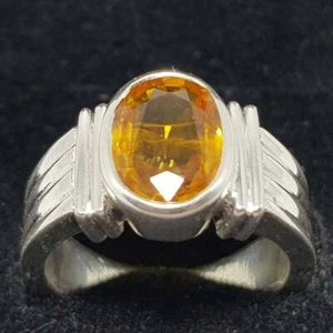  6.00 Carat Solid 925 Sterling Silver Unisex Handmade Ring Yellow Sapphire Ring - Picture 1 of 5