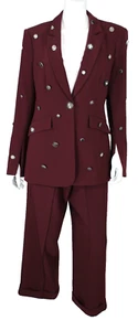 Conjunto de traje blazer y pantalón CINQ A SEPT tejido granate adornado CHEYENNE 12 - Imagen 1 de 15