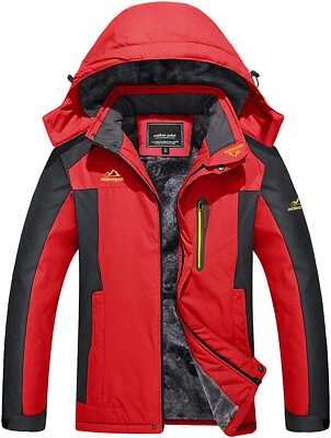 Men's Outdoor Waterproof Ski Snow Jacket Thermal Fleece Lined Winter Work Coats - Image 1 of 4
