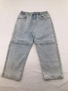 Open Edit Girls Easy Pull-On Denim Light Wash Mom Jeans Size 7 - Picture 1 of 3