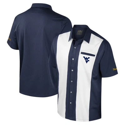 Camisa abotonada para hombre Coliseo azul marino West Virginia Mountaineers Strike Bowling Foto 1 de 3
