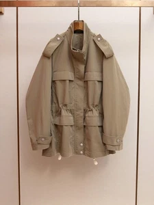 🎁Auténtica chaqueta gabardina de algodón con cordón cuello alto Sandro para mujer SML - Imagen 1 de 14