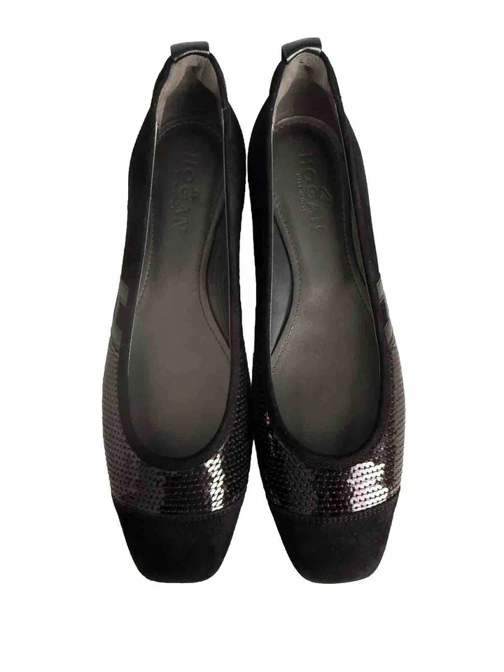 Lentejuelas planas negras y gamuza Iconic Chic Hogan para mujer Foto 1 de 4