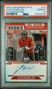 Tarjeta Contenders Optic Jalen McMillan 2024 roja automática/175 PSA 10 Pop 2 - Imagen 1 de 2