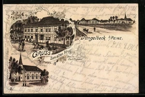 Lithographie Dungelbeck b. Peine, Gasthaus zum alten Krug von Carl Finkam 1908  - Picture 1 of 2