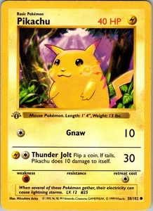 Pikachu 1st Edition Common Base Set (Shadowless) 058/102 LP - Pokemon TCG - Picture 1 of 2