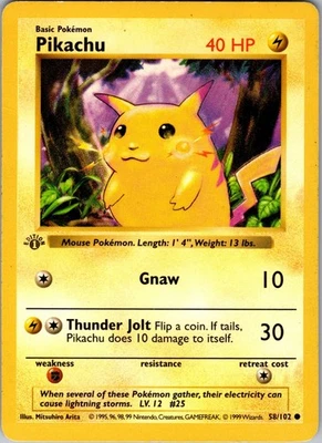 Pikachu 1st Edition Common Base Set (Shadowless) 058/102 LP - Pokemon TCG - Image 1 of 2