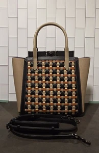 Coach Troupe Beuteltasche gewebt Schultertasche Leder geflochten schwarz braun Handtasche gebraucht, in einwandfreiem Zustand - Bild 1 von 17