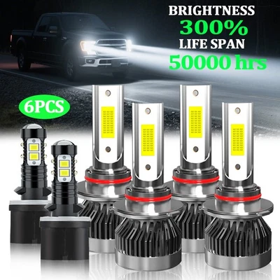 For Saturn LS1 LS2 2000 LED Headlight High/Low Beam+ Fog Light Bulbs Combo Kit - Image 1 of 4