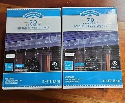 2-Pack Holiday Time 70 Blue LED Micro Icicle-Style Lights, Indoor/Outdoor - Image 1 of 4