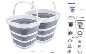 2 Pack Collapsible Buckets 10L 2.6 Gallon Cleaning Bucket Mop Bucket Folding - Picture 1 of 8
