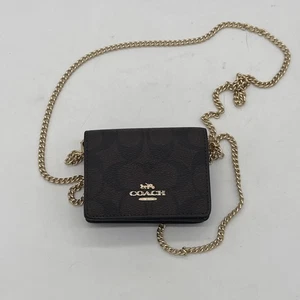 Coach Mini Portafoglio Su Catena In Tela Firmato - CZ278 IMXAQ Marrone/Nero - Foto 1 di 6