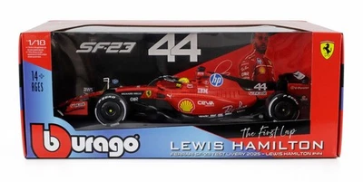 MODELLINO AUTO STATICO F1 BURAGO FERRARI SF23 HAMILTON PROVA FIORANO 2025 1/18 - Immagine 1 di 4