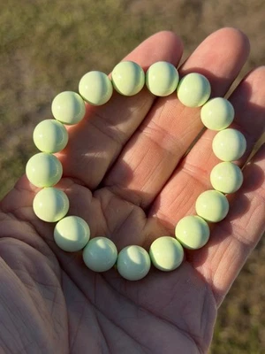 Pulsera grande redonda de 12 mm con cuentas de crisoprasa de limón ¡Muy bonita! Foto 1 de 4