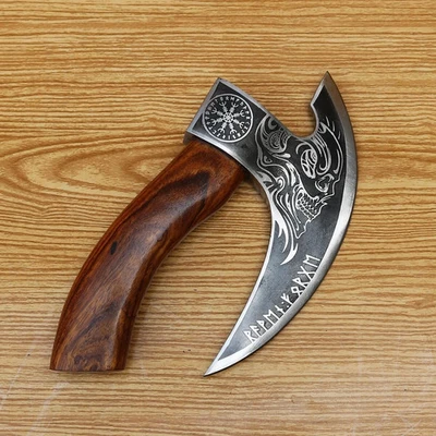 Handmade Viking Pizza Cutter Axe Stainless Steel Blade with Leather Sheat#B-495 - Image 1 of 4