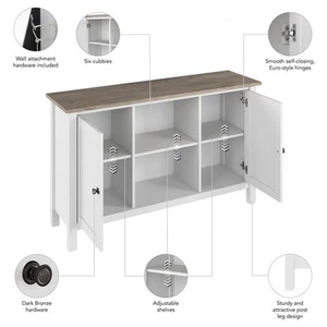 Pemberly Row Accent Cabinet with Doors in Pure White and Shiplap Gray - Picture 1 of 9