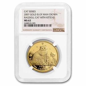 2007 Isle of Man 1 oz Gold Ragdoll Cat MS-62 NGC - Picture 1 of 3