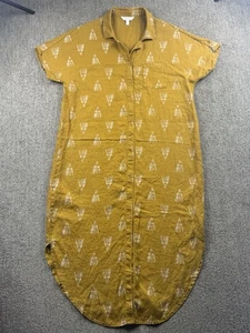 Garnet Hill Damen XL Leinen Shirt Kleid Midi Kurzarm Knopf Lagenlook Boho - Bild 1 von 6