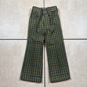 Vintage Kleinkind 5 karierte 70er Hosen grün gelb JC Penney USA Dacron Polyester  - Bild 1 von 15