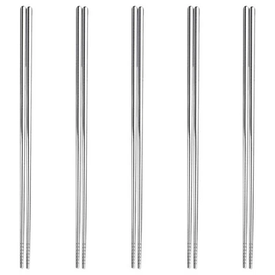  5 Pairs Edelstahl Küchenutensilien Wiederverwendbare Essstäbchen - Bild 1 von 4