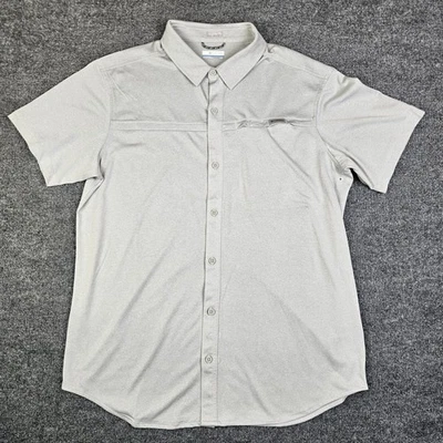 Columbia Short Sleeve Button Up Shirt Men L Regular Fit Gray Outdoor Performance - Image 1 of 4