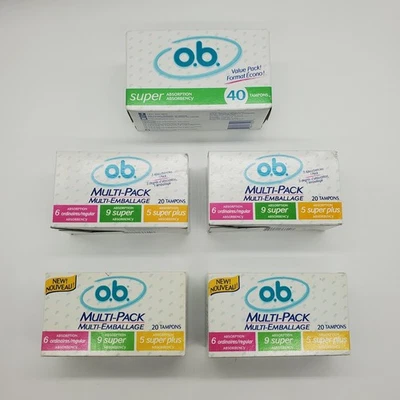 Vintage 2000 & 2001 O.B. Tampons 5 Boxes Multi Packs and Super OB Sealed NOS - Image 1 of 4