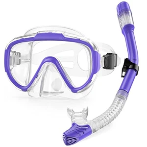Lealinga Purple Adult Swimming Diving Set | Anti-Fog Mask + Dry Top Snorkel - Picture 1 of 3