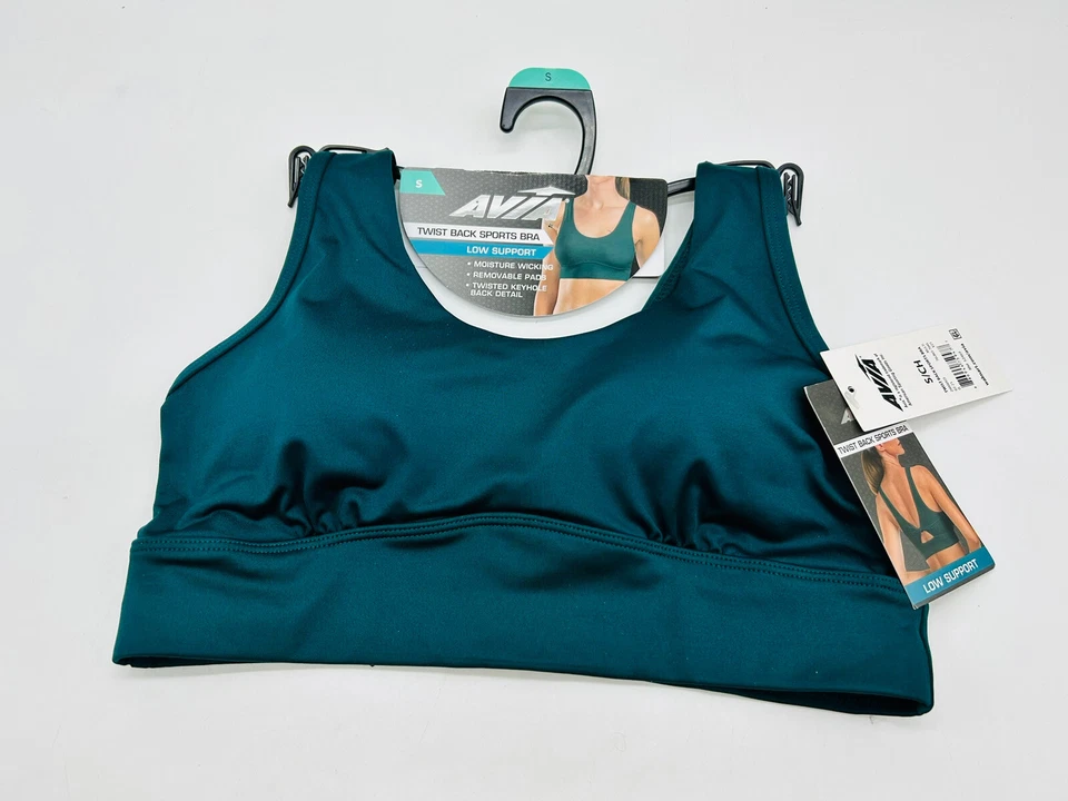 AVIA 3X Twist Back Sports Bra Aqua Light Support