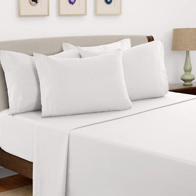 6 Piece Bed Sheet Set 1800 Series Microfiber Comfort Deep Pocket Hotel Bed Sheet - Image 1 of 4