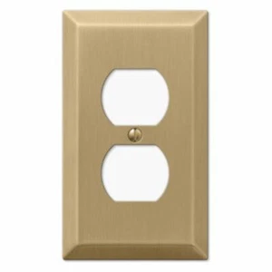 Metallic 1 Gang Duplex Outlet Steel Wall Plate - Brushed Bronze - Picture 1 of 3