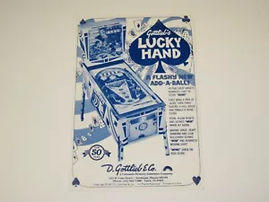 Glückshand Gottlieb Flipper Postkarte / Anzeige / Broschüre - kein Flyer - Bild 1 von 2