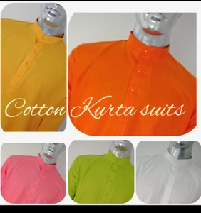 Indian Traditional Cotton Men's Designer Casual Wear Kurta Pyjama-Colours-Yoga - Picture 1 of 18