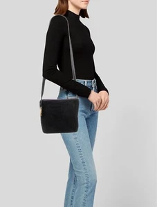 Vintage SHARIF Black Woven Suede Leather Crossbody Shoulder Bag - Picture 1 of 4
