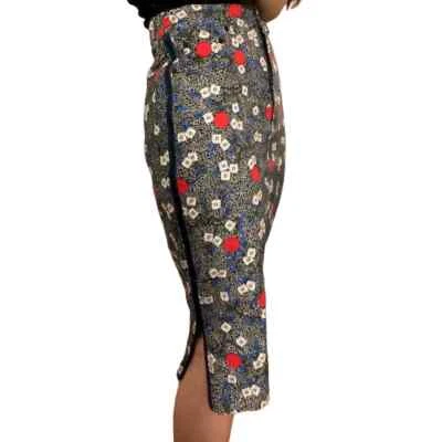 CEREMONIA DE APERTURA Falda Mujer 0 Negro Blanco Estampado Floral Lápiz Cremallera Lateral Midi Foto 1 de 4